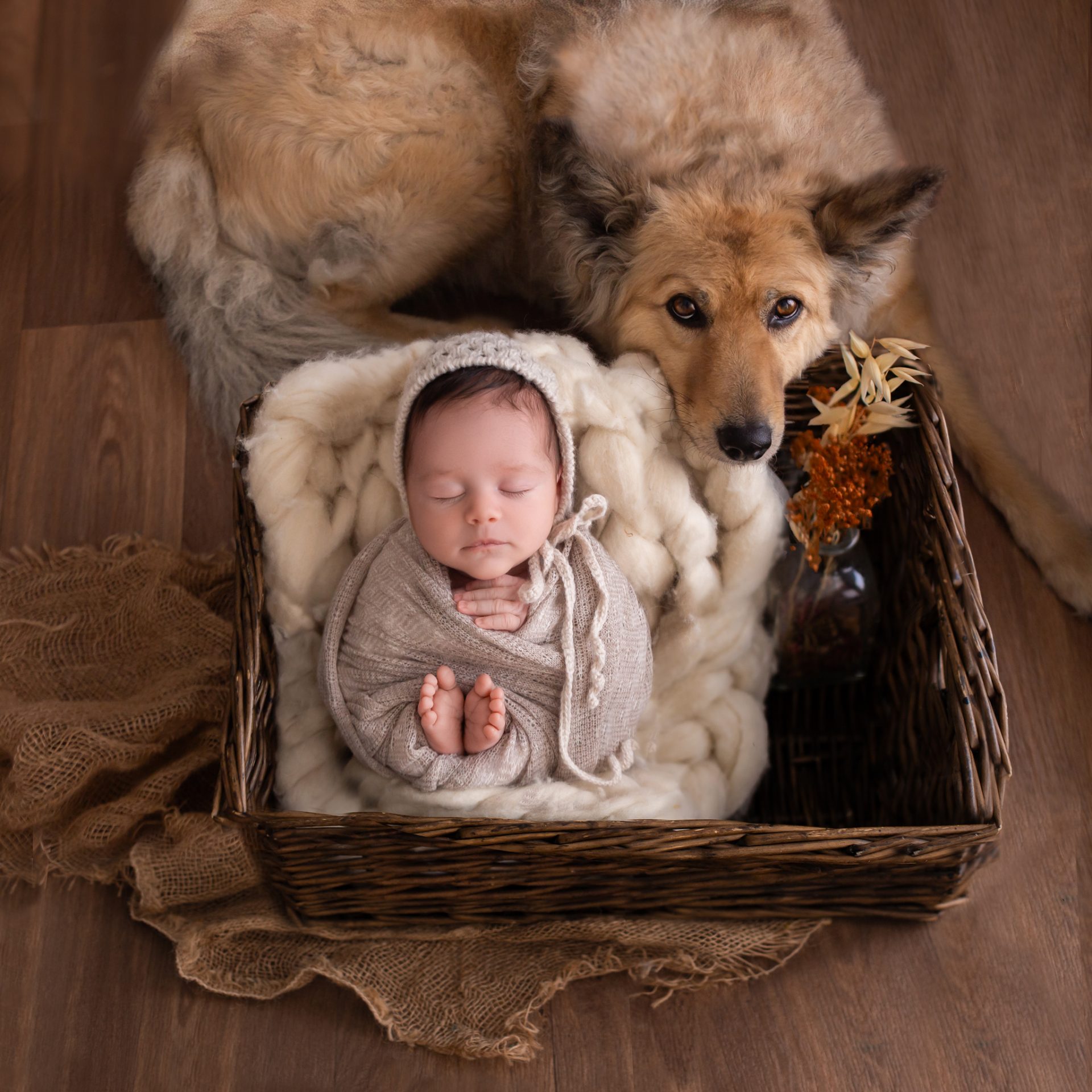 Recién nacido dormido en sesión newborn en estudio de Barakaldo